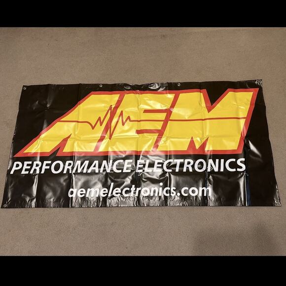 AEM Electronics Authentic Genuine Logo Large Shop Banner 70" X 35.5" - Picture 1 of 6
